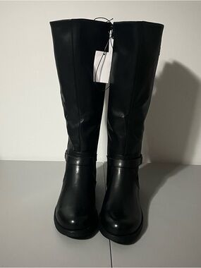 Baretraps Cassidy Faux Leather Women's Riding Boot Black Size 7.5 NWT